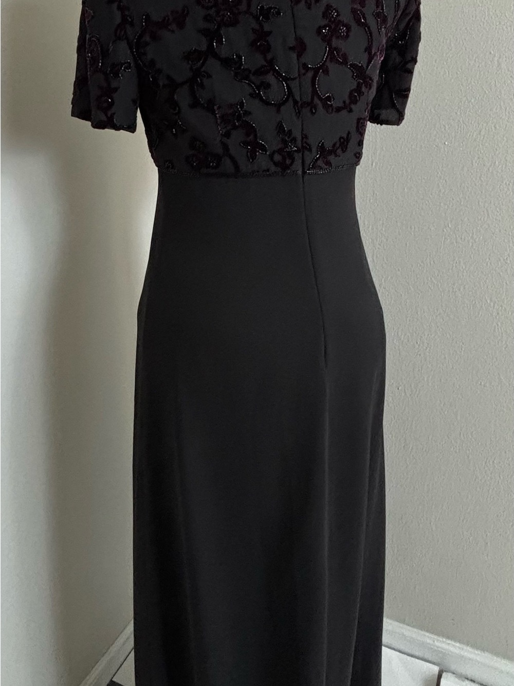 Vintage Talbots Silk Velvet Beaded Maxi Dress Size 6